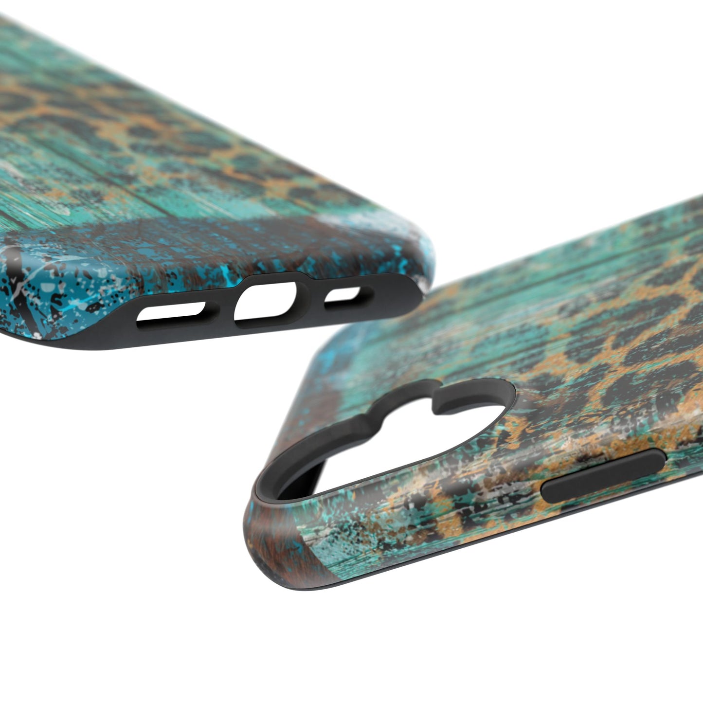 Turquoise Rustic Leopard Wood - MagSafe  iPhone Series Case