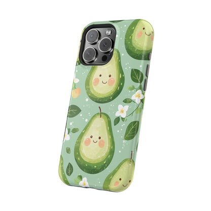 Smiling Avocados Tough MagSafe iPhone Case – Cute Avocado Design, Dual-Layer Protection