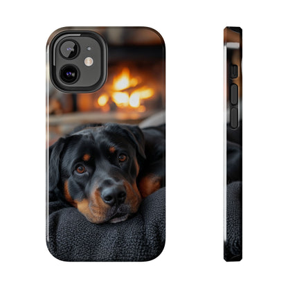 Warm Rottweiler by the Fireplace Samsung Galaxy Case – Rustic Charm for Dog Lovers