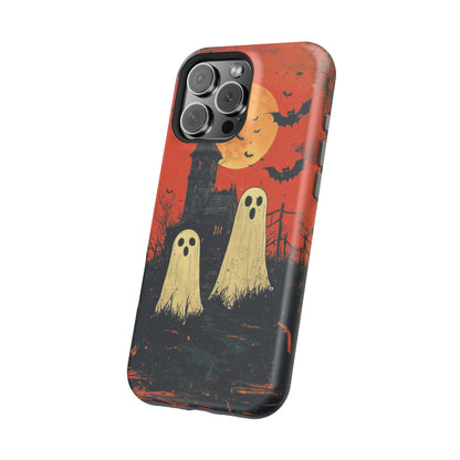 Haunted House & Ghosts MagSafe iPhone Case – Spooky Halloween Full Moon Design