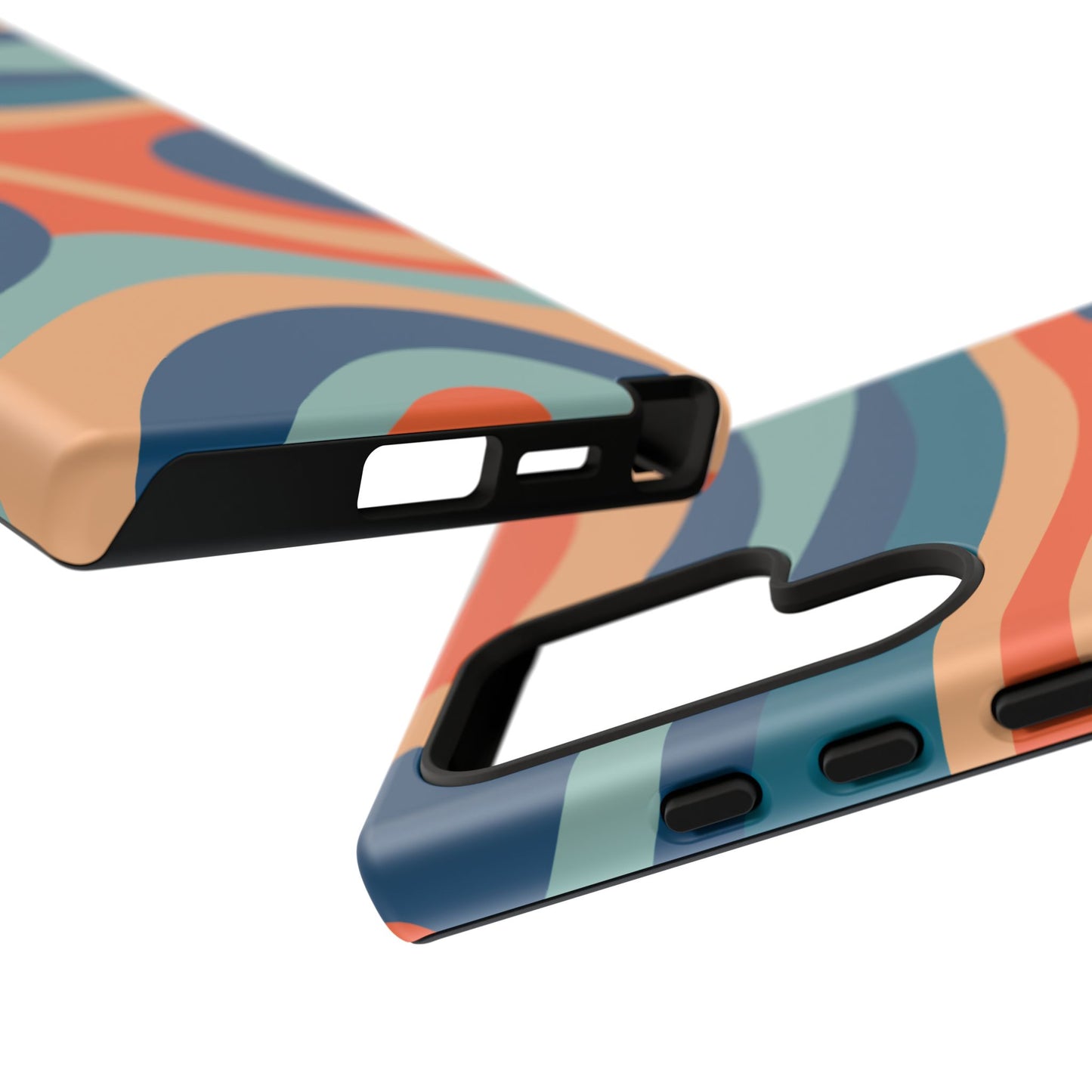 Retro Vibe Wavy Stripes Samsung Galaxy Case – 70s-Inspired in Teal, Orange, and Rust