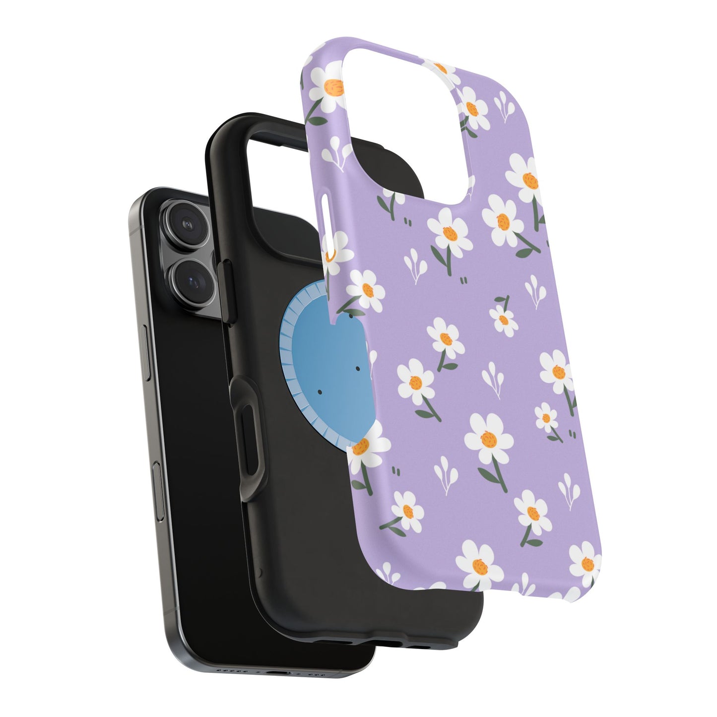 Purple Daisy Garden MagSafe  iPhone Case – Soft Lavender Background, Shockproof Protection with Slim Fit