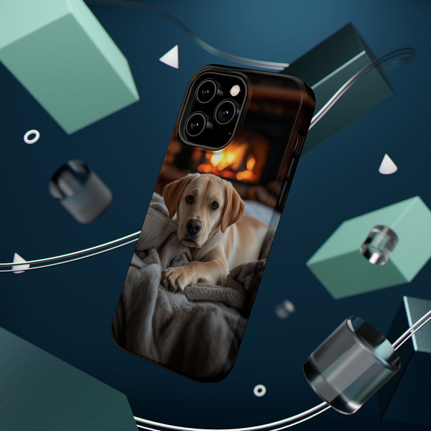 Cozy Golden Retriever by the Fireplace - MagSafe Case