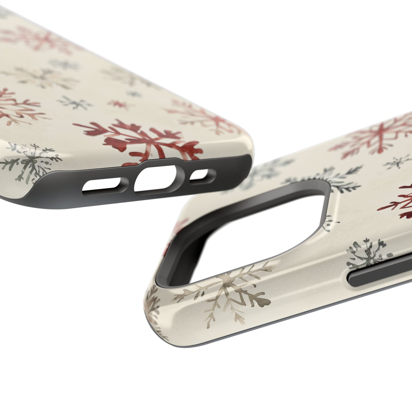 Vintage Red and Gray Snowflake Pattern – MagSafe iPhone Series Case