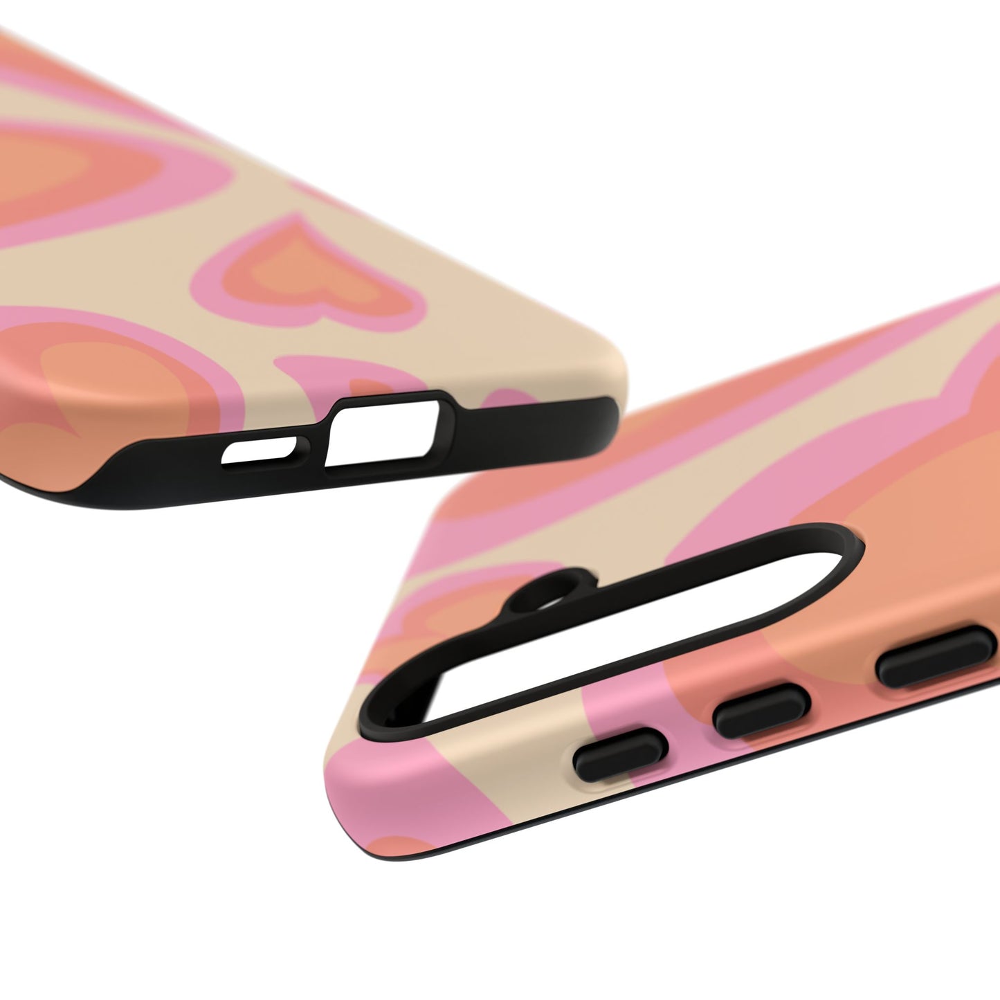 Retro Pink Hearts Samsung Galaxy Case – Shock-Resistant, Matte Finish, Dual-Layer Protection