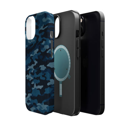 Dark Blue Camouflage – MagSafe iPhone Case with Modern Rugged Style