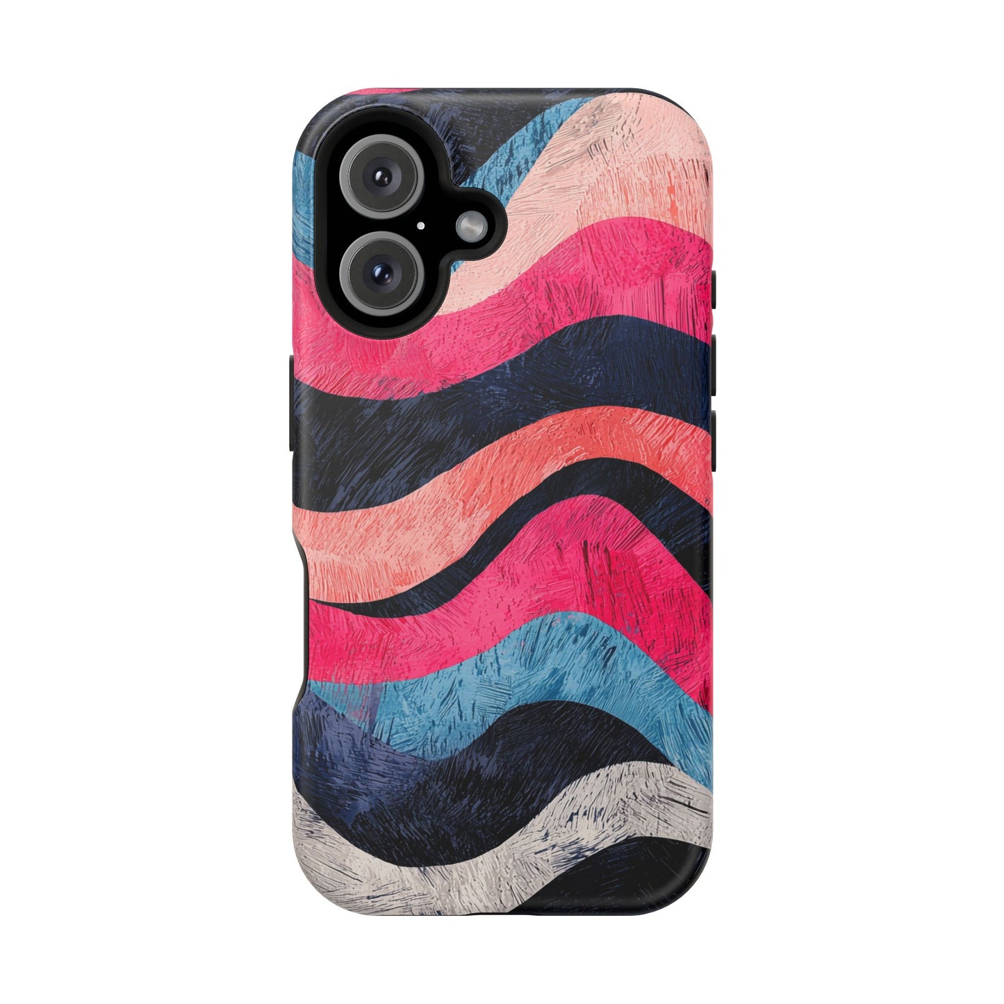 Abstract Wave Pattern MagSafe iPhone Case – Shockproof, Matte Finish, Dual-Layer Protection