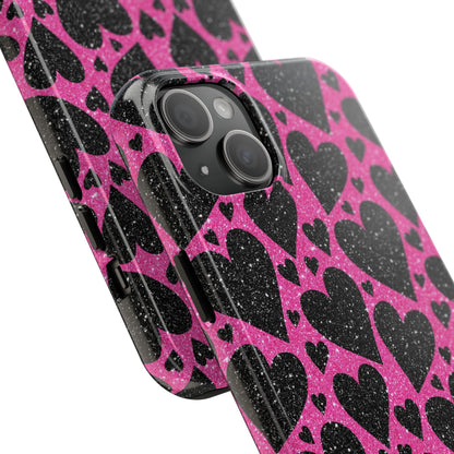 Pink Glitter Hearts iPhone Case