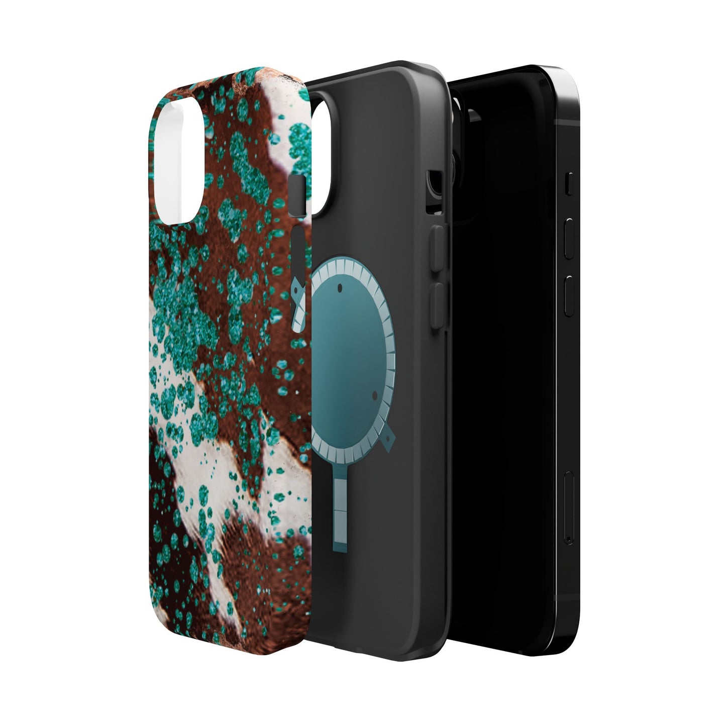 Teal Glitter Cowhide - MagSafe iPhone Series Case