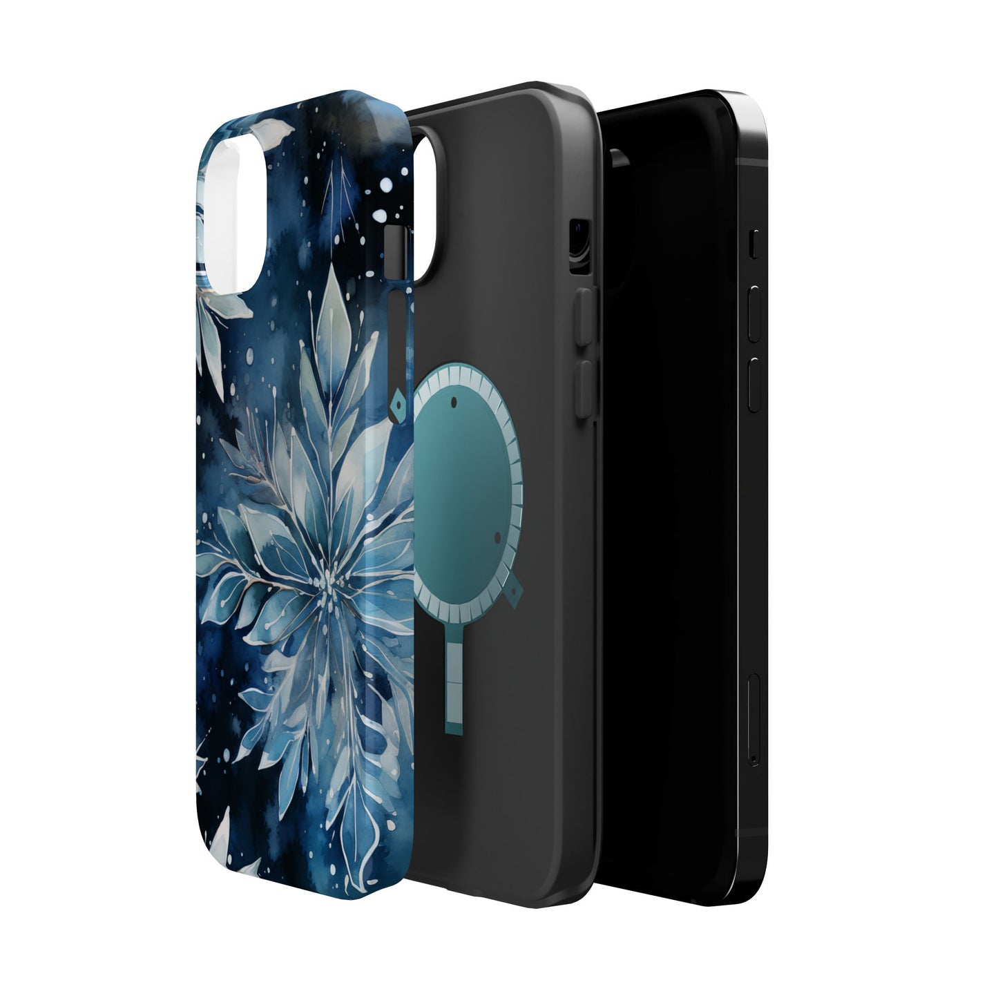 Winter’s Embrace – Blue Snowflake MagSafe iPhone Case