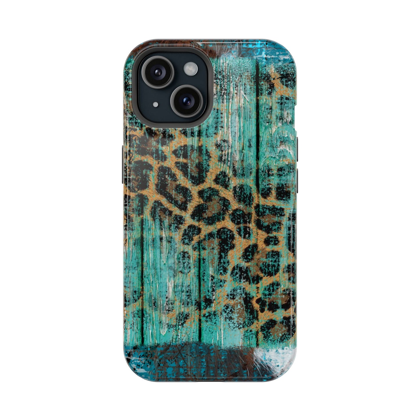 Turquoise Rustic Leopard Wood - MagSafe  iPhone Series Case