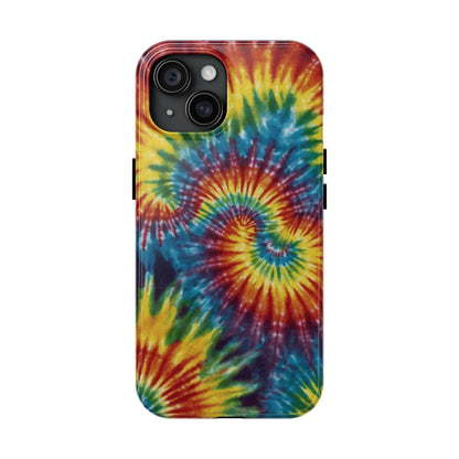 Retro Tie-Dye Swirl iPhone Case – Rainbow Spiral Design