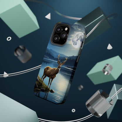 Moonlit Elegance: Stag by the Lake – MagSafe iPhone Case