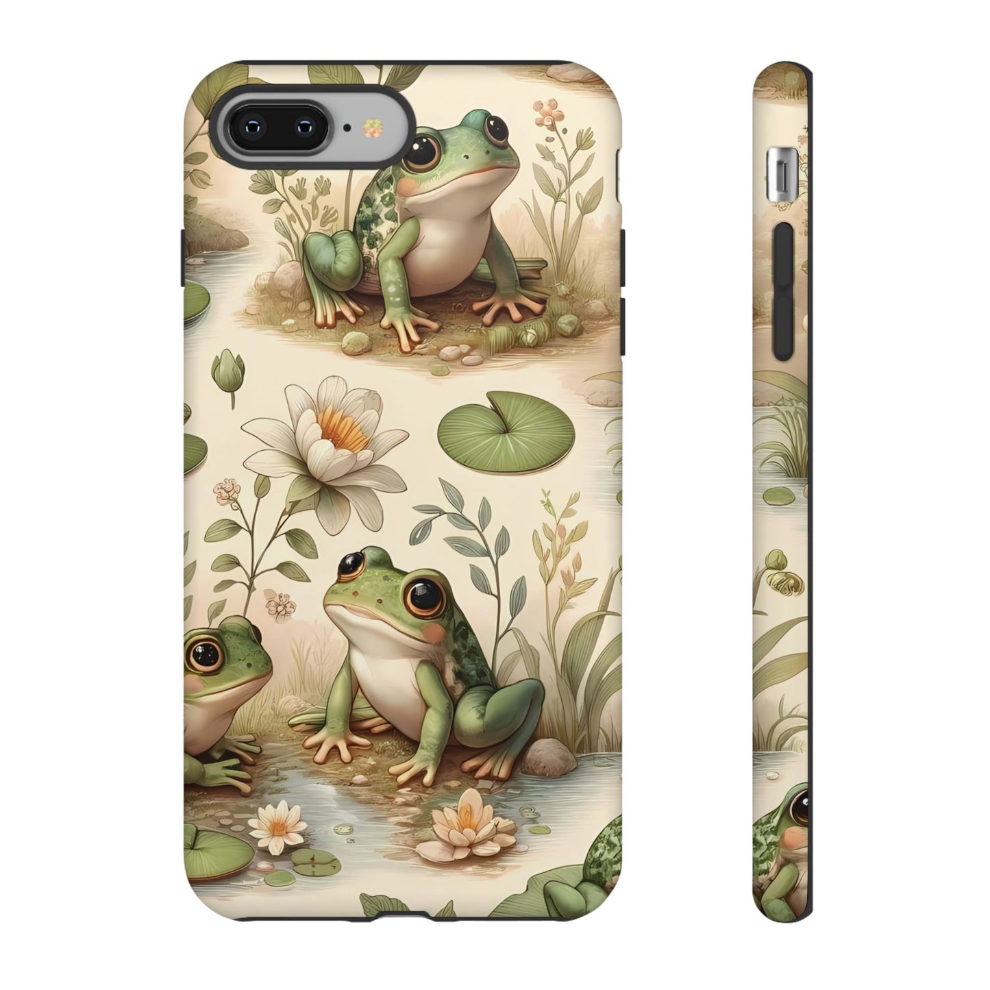 Cute Frogs Phone Case - Pond Pals Frolic - Charming Frog Lily Pad Phone Case for iPhone, Google & Samsung! Great Gift For Any Frog Lover!