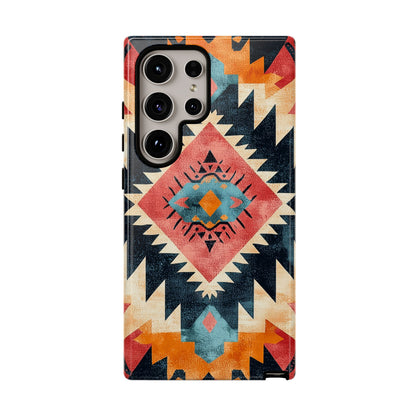 Bold Aztec Pattern Tough Samsung Galaxy Case – Vibrant Geometric Design, Dual-Layer Protection