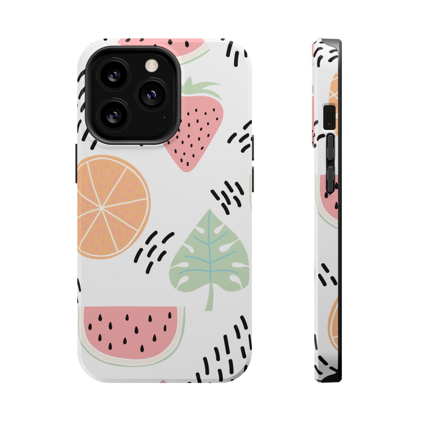 Tropical Fruit Fiesta Tough MagSafe iPhone Case – Fun Watermelon, Pineapple, and Citrus Design