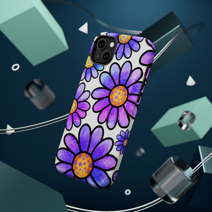 Purple Daisy Delight MagSafe iPhone Case – Slim Profile, Glossy Finish