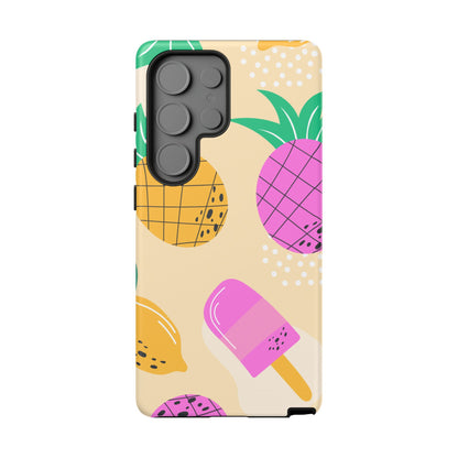 Tropical Pop Samsung Galaxy Case – Fun Pineapple & Lemon Design with Vibrant Summery Colors