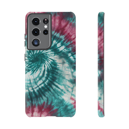 Teal and Pink Spiral Tie-Dye Samsung Galaxy Case – Boho Chic Design