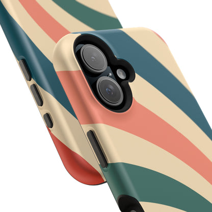 Retro Sunburst Swirl MagSafe iPhone Case – Dual-Layer Protection with Bold 70s Vibes