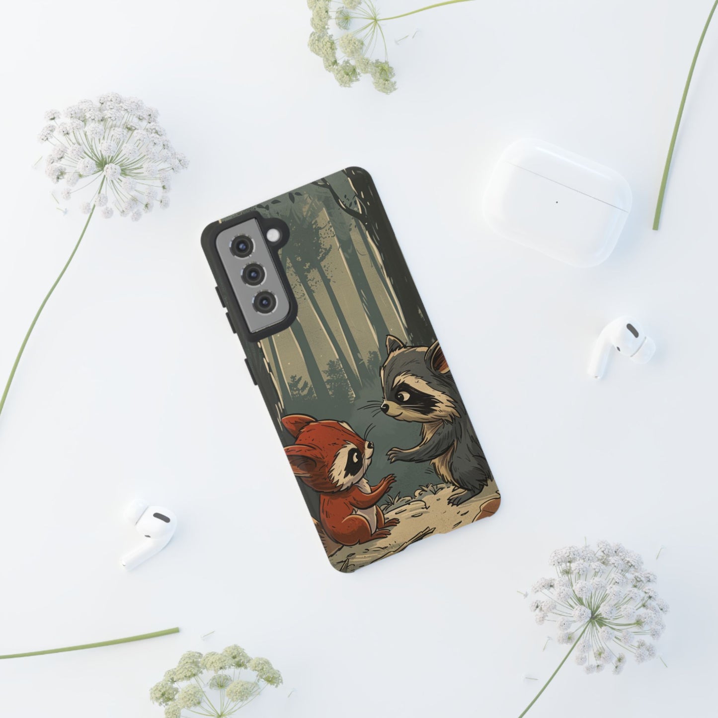 Whimsical Woodland Raccoons Phone Case