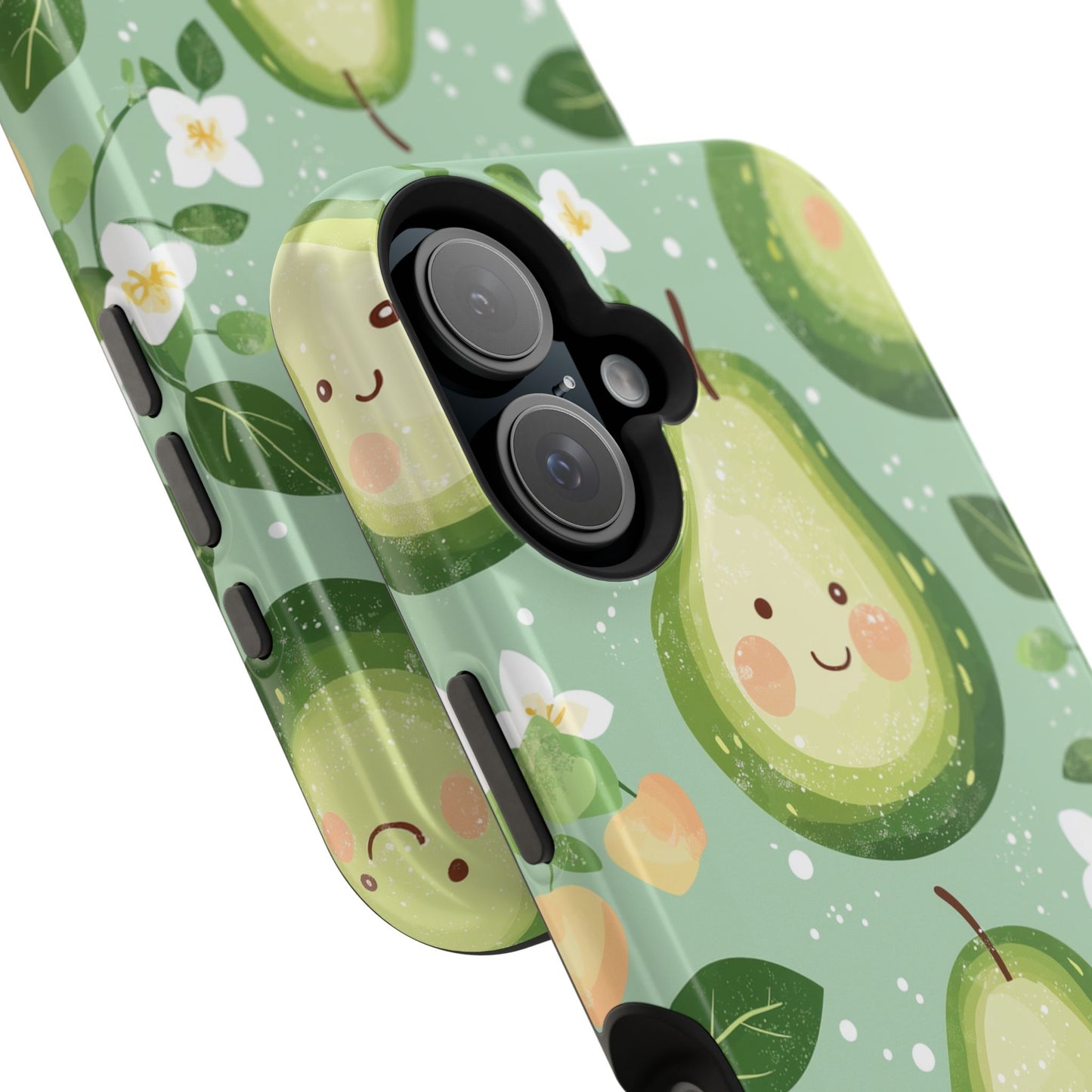 Smiling Avocados Tough MagSafe iPhone Case – Cute Avocado Design, Dual-Layer Protection