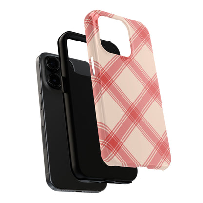 Soft Peachy Red Plaid iPhone Case