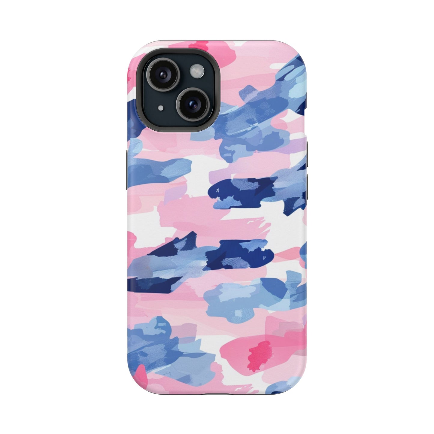 MagSafe Case: Dynamic Pink & Navy Brushstroke Art