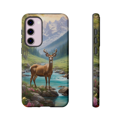 Alpine Serenity – Stag in Mountain Bliss Samsung Galaxy Phone Case