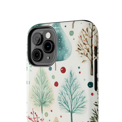 Watercolor Winter Trees iPhone Case – Nature-Inspired, Holiday Theme Protective Cover