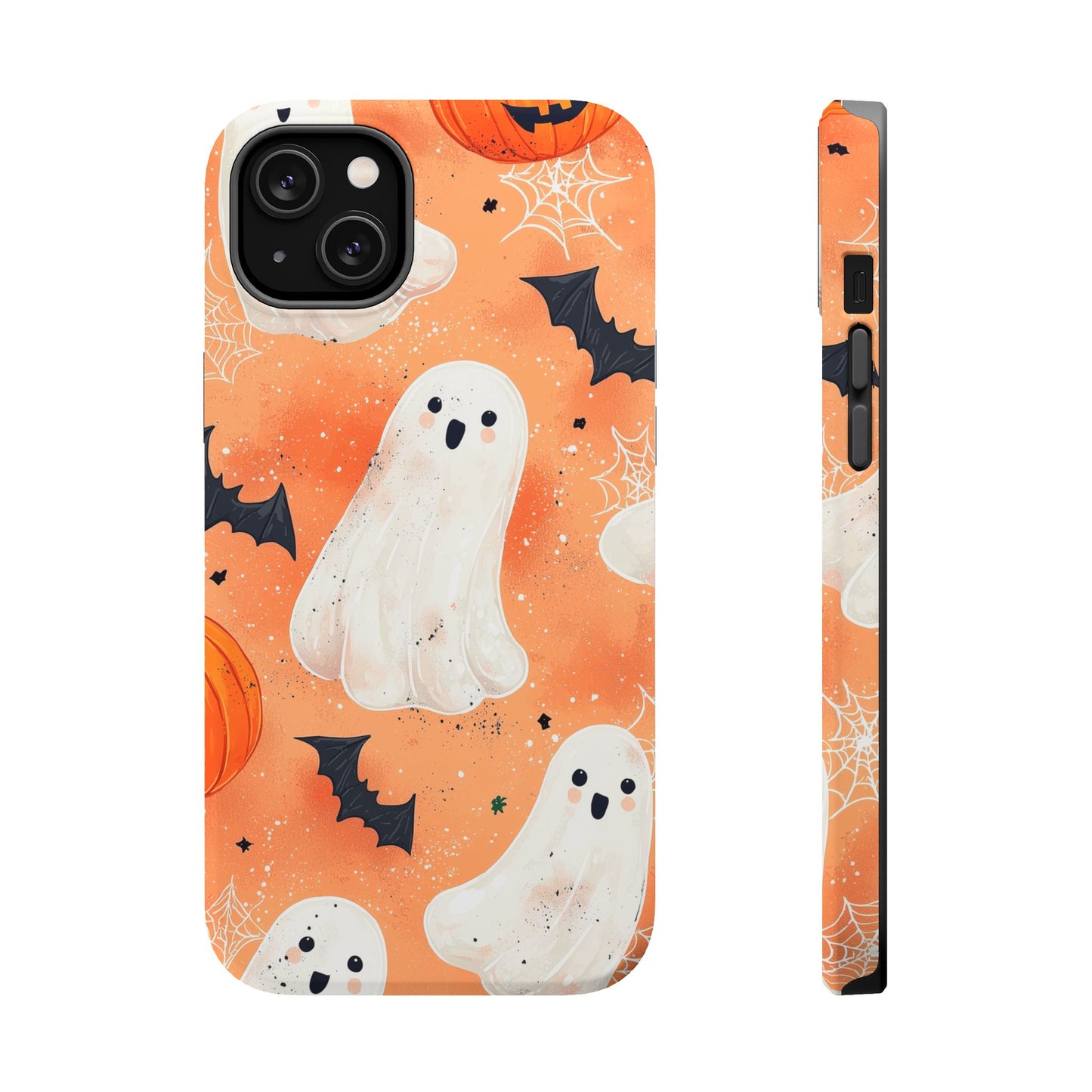 Spooky Cute Ghost MagSafe iPhone Case – Halloween Ghosts, Pumpkins, Bats & Cobwebs Design