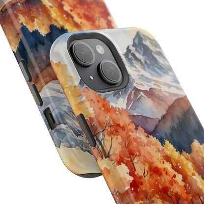 Watercolor Autumn Forest and Mountains - MagSafe iPhone Case