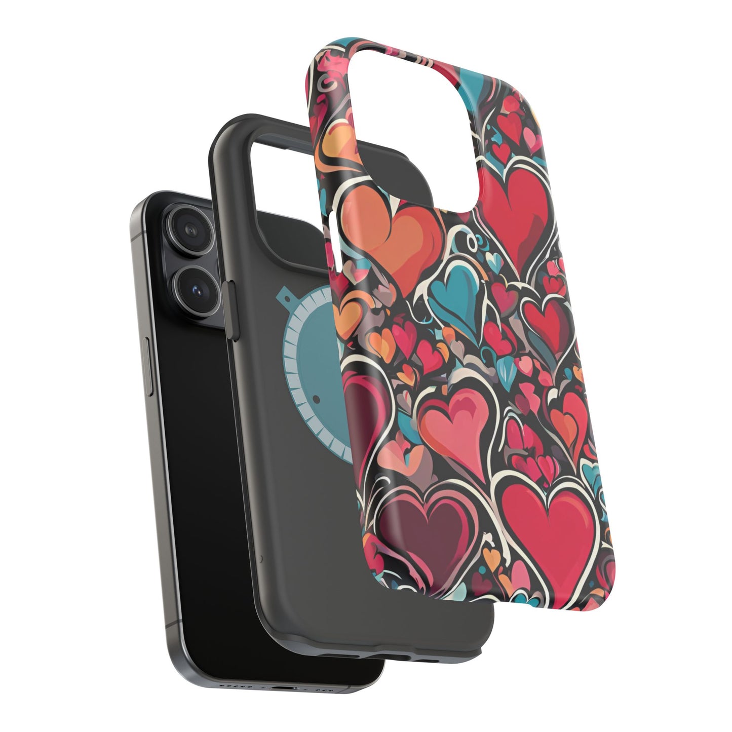 Vibrant Multicolor Heart Art – MagSafe-Compatible iPhone Case