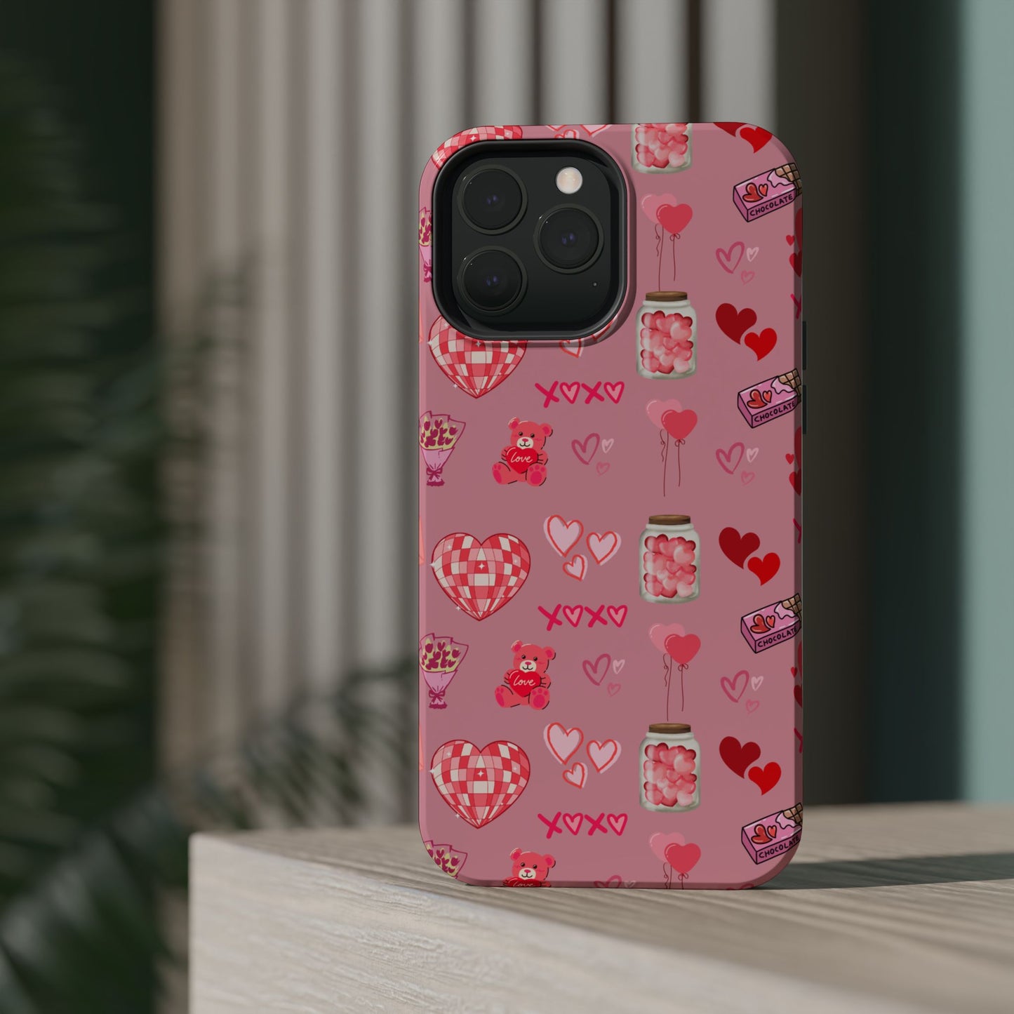 Pink Valentine Love Collage – MagSafe-Compatible iPhone Case