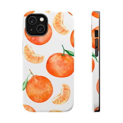 Tangerine Dreams Tough MagSafe iPhone Case – Watercolor Orange Design, Shockproof Dual Protection