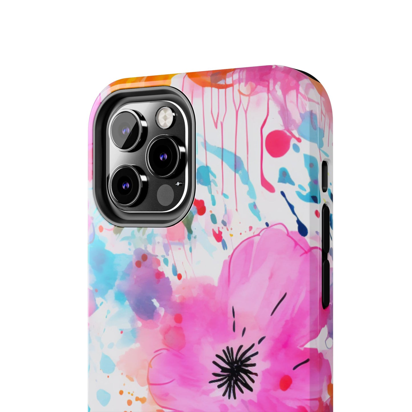 Color Splash Pink & Orange Watercolor Floral - iPhone Case