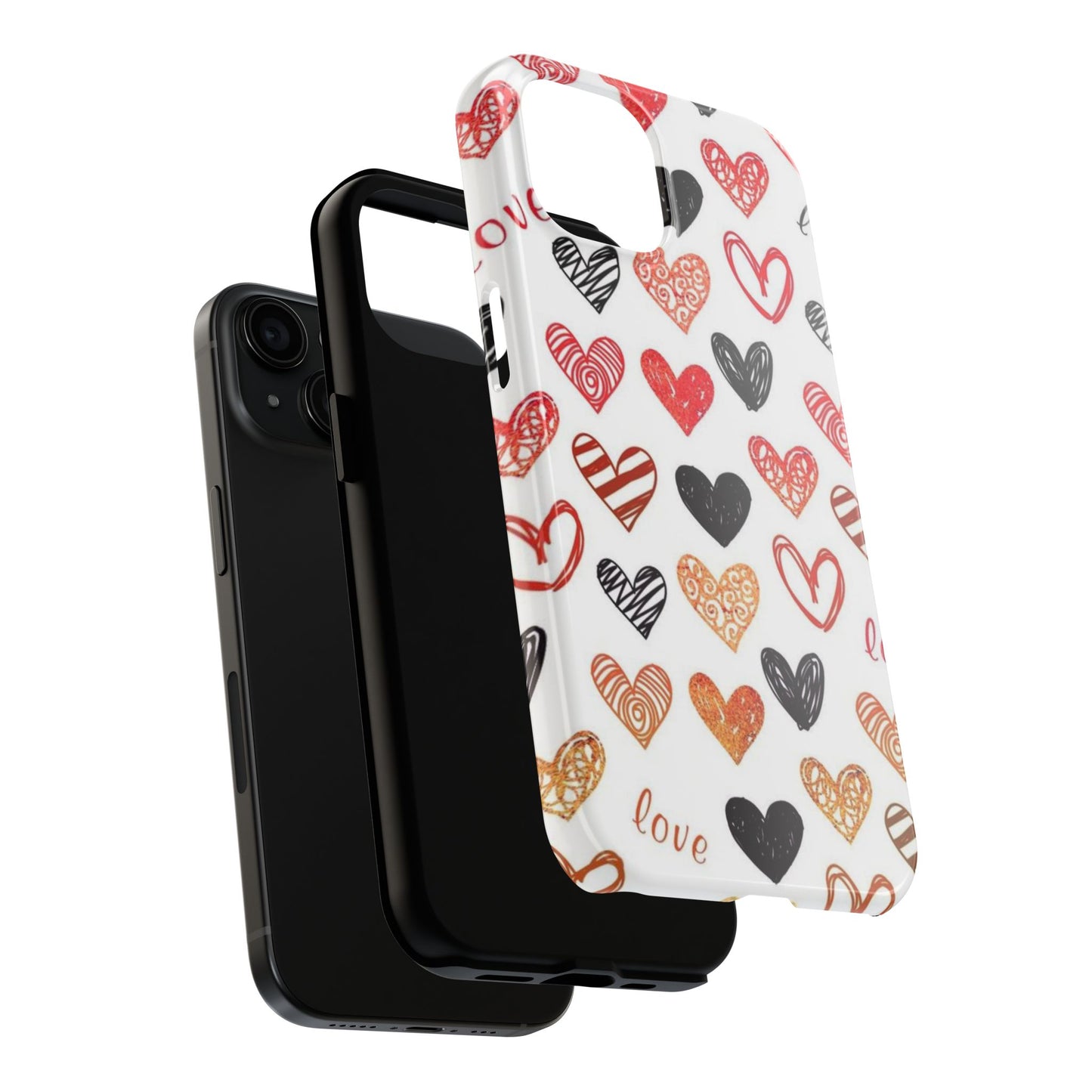 iPhone Case: Hand-Drawn Hearts & Love