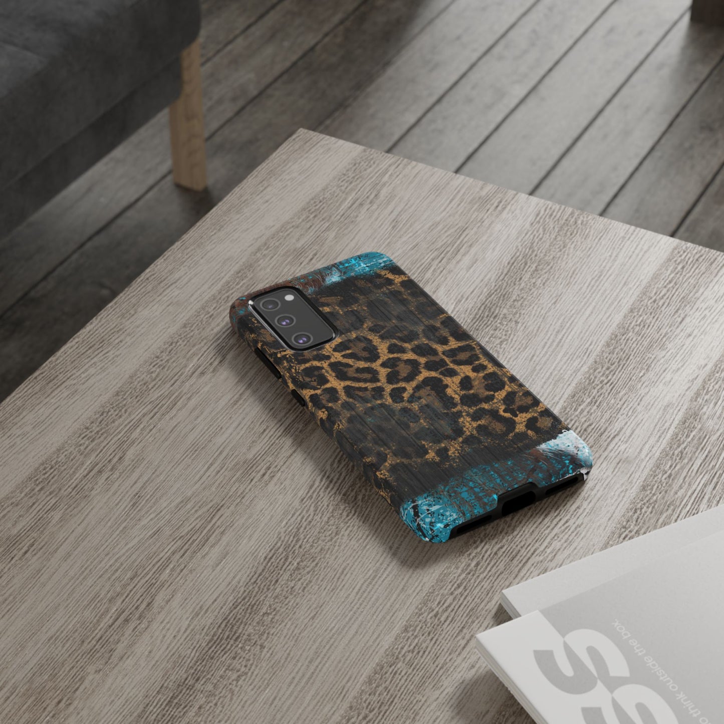 Boho Leopard and Turquoise Tough Samsung Galaxy Case – Rustic Western Design with Dual-Layer Protection