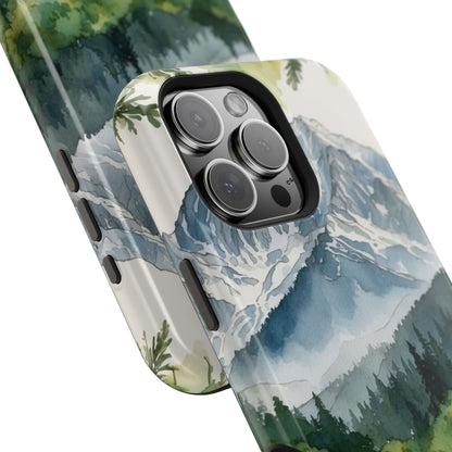 Watercolor Alpine Mountainscape - MagSafe iPhone Case