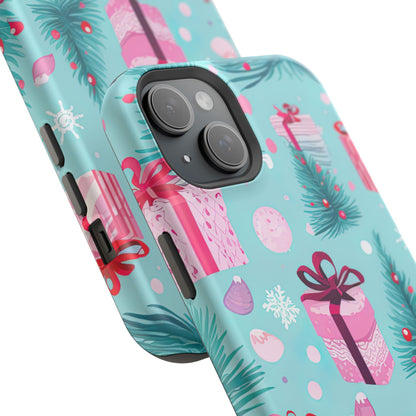 Festive Pink Christmas Gifts and Evergreen MagSafe iPhone Case – Holiday Theme, Protective Cover