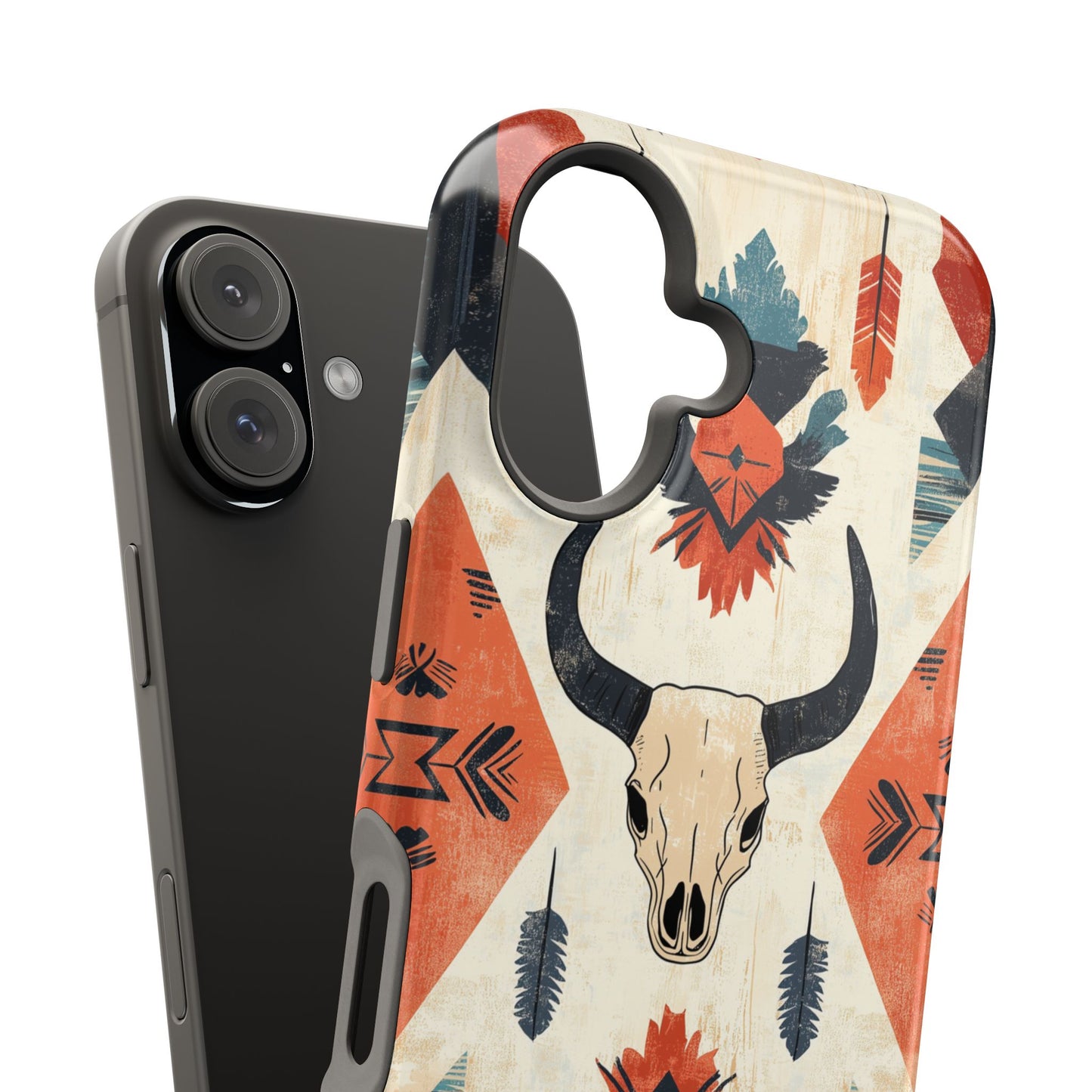 Southwestern Boho Skull Tough MagSafe iPhone Case – Durable Matte Finish, Dual-Layer Protection