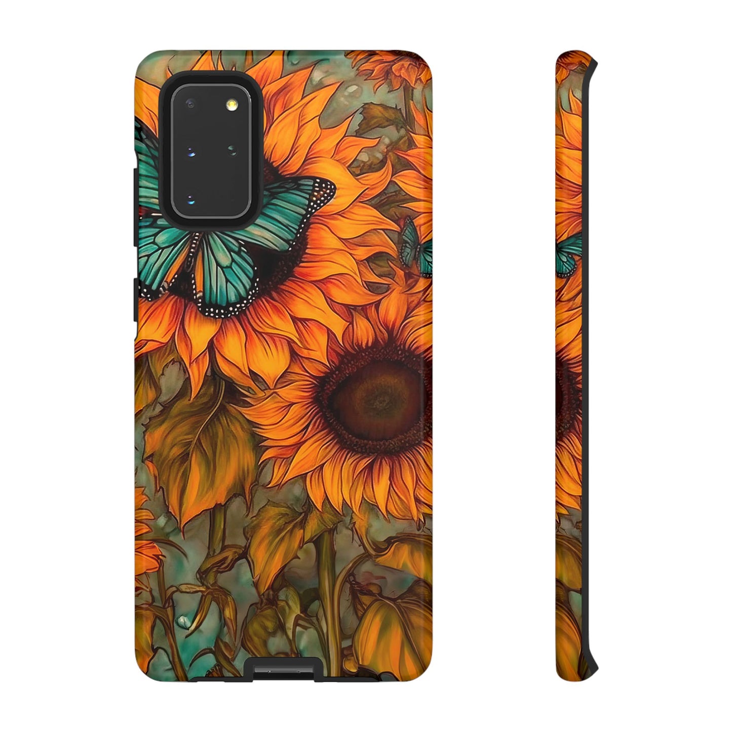 Vintage Blue Butterfly & Sunflower Art – Samsung Galaxy Case