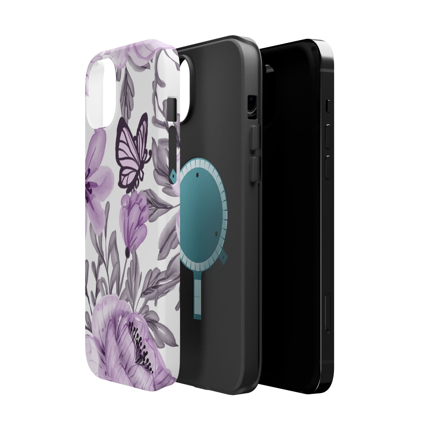 Lavender Bloom Butterfly MagSafe iPhone Case – Delicate Floral Design with Watercolor Details