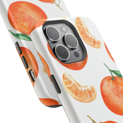 Tangerine Dreams Tough MagSafe iPhone Case – Watercolor Orange Design, Shockproof Dual Protection