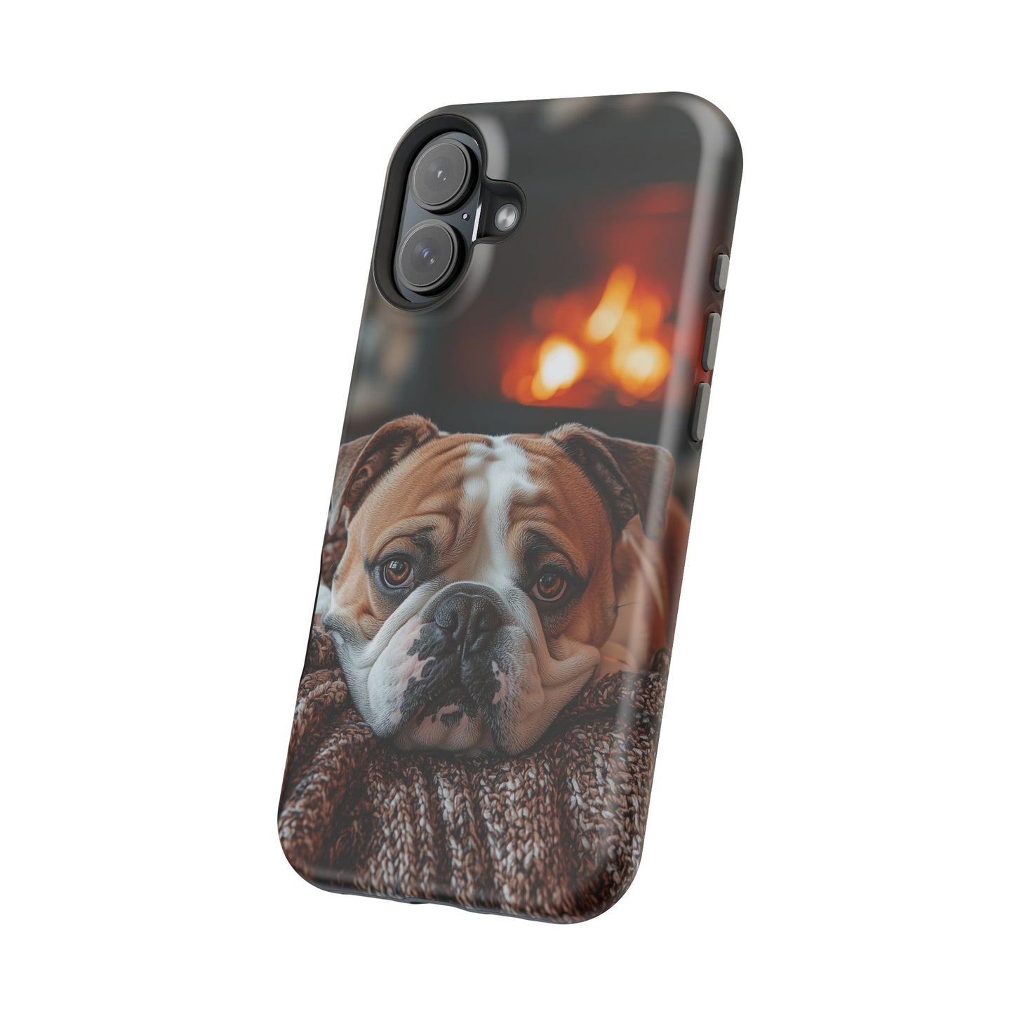 Cozy Bulldog MagSafe Case – Fireside-Inspired Protective Cover