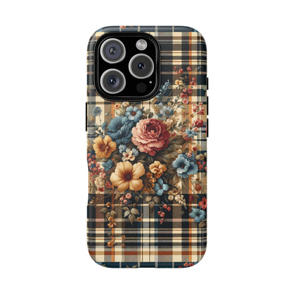 Vintage Floral Checkered Phone Case