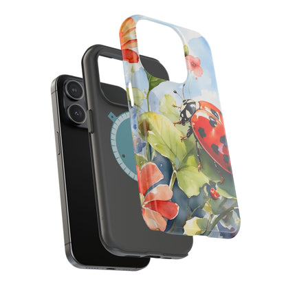 Watercolor Ladybug & Poppy Fields - MagSafe iPhone Case