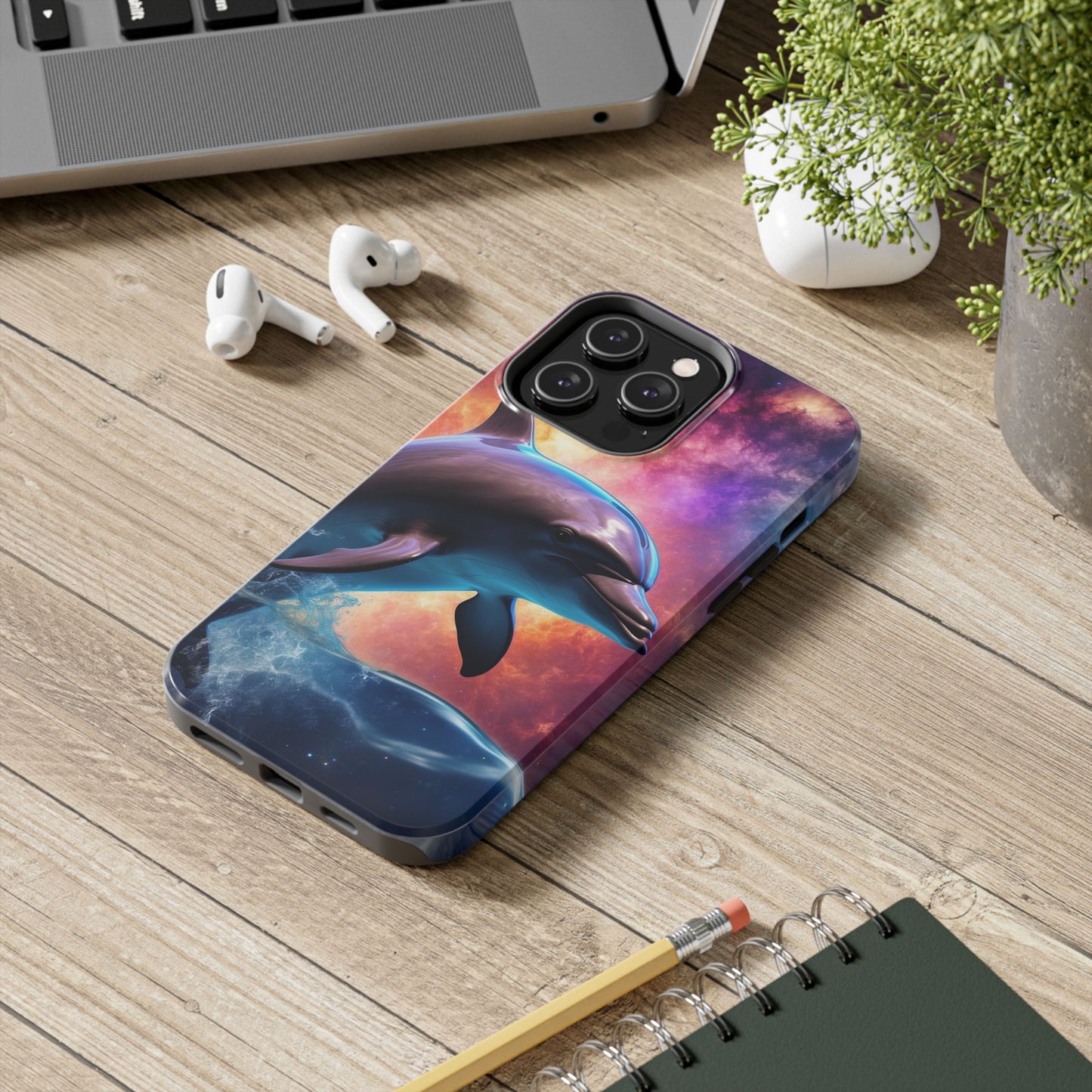 Cosmic Dolphin Galaxy Art - iPhone Case