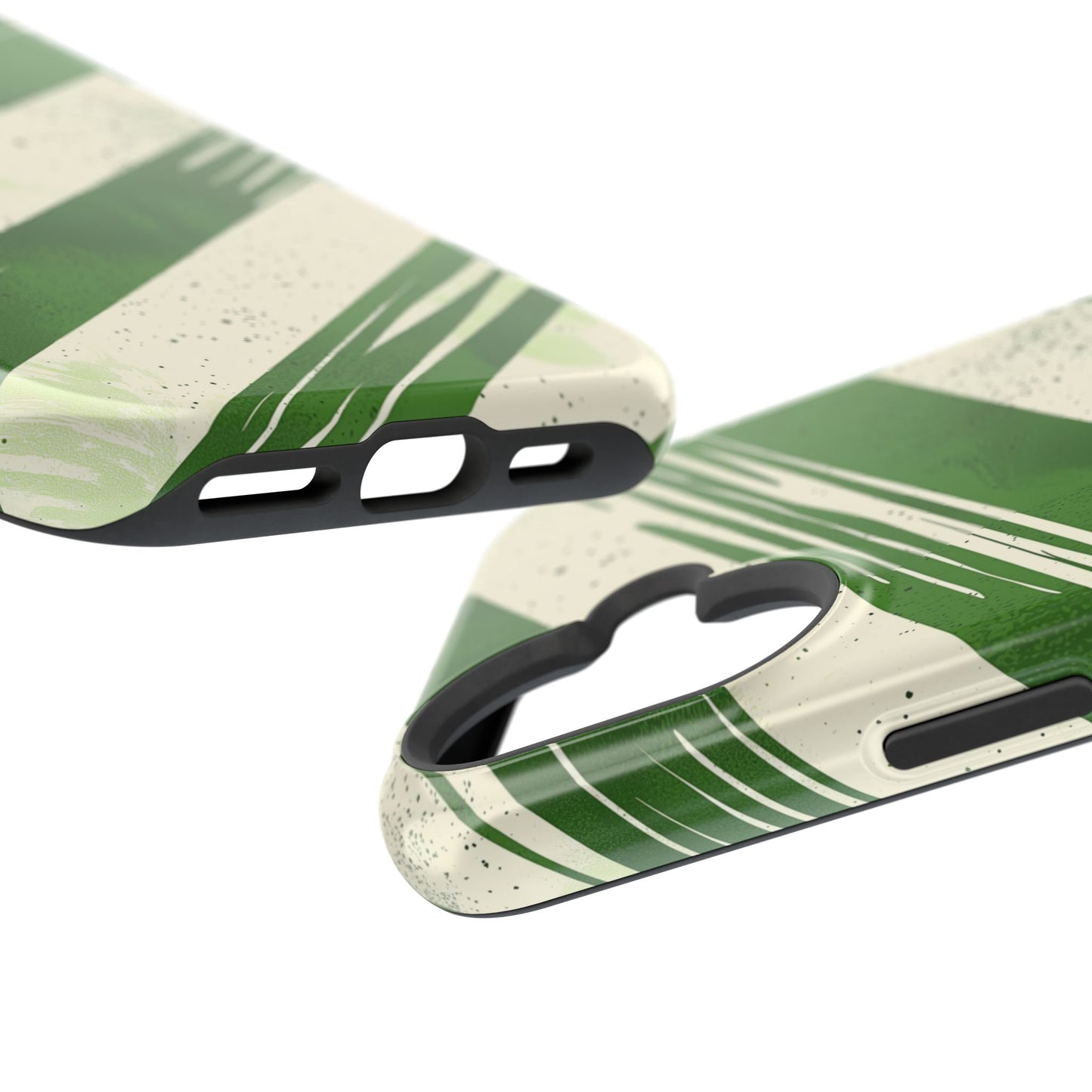 Green Stripes MagSafe iPhone Case – Bold Diagonal Brushstroke Design