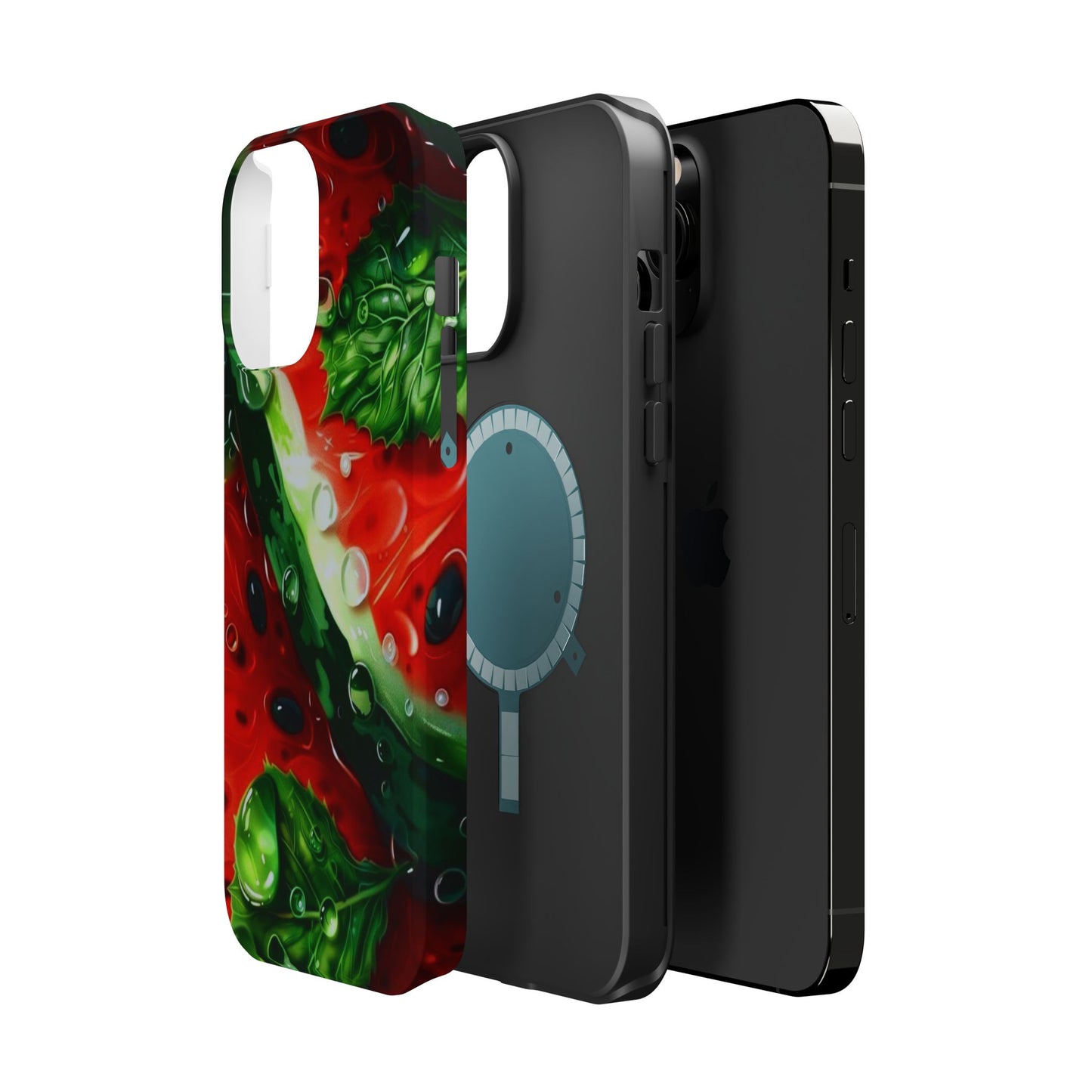 Juicy Watermelon & Mint MasSafe iPhone Case – Tough Dual-Layer, Vibrant Summer Design